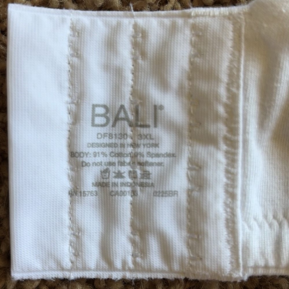 Bali White Cotton Collection Wireless Bra #DF8130 Womens 3XL NEW NWT - Picture 8 of 9